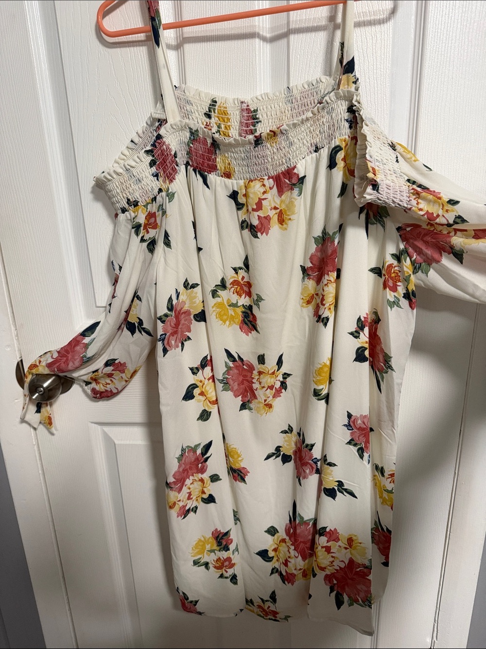 As U Wish Cream Floral Dress with Pink and Yellow Accents